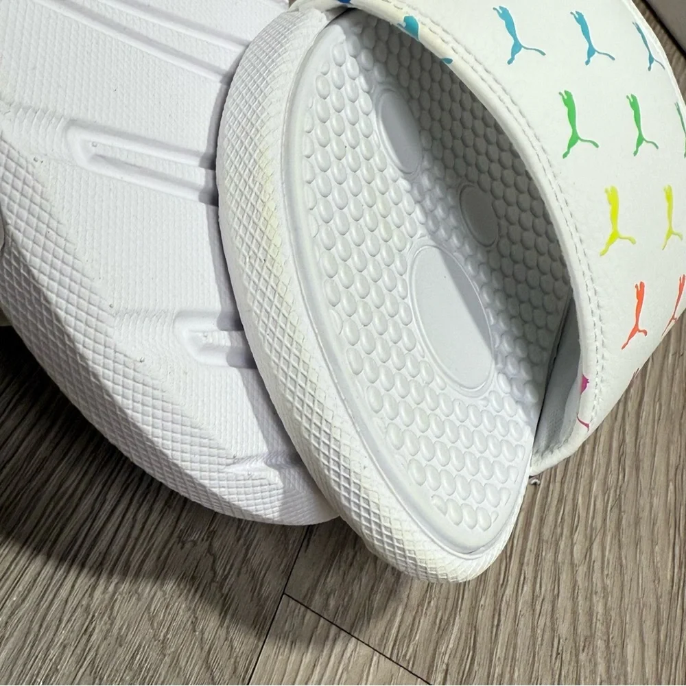 Puma White Cool Cat Bold Girls' Slides JR 4Y
